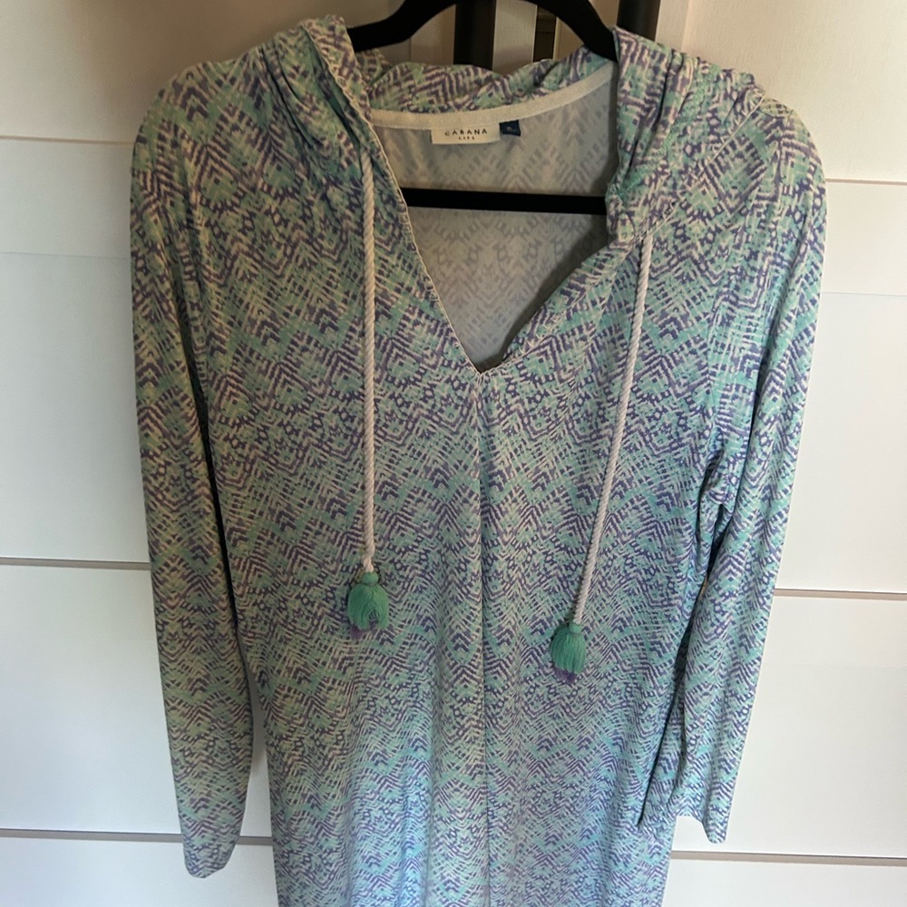 Cabana life hooded swim coverup  green purple